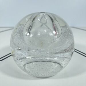 Kosta Boda Art Glass Bubble Sphere Oil Lamp Bud Vase Blown Glass Decor 4.75"